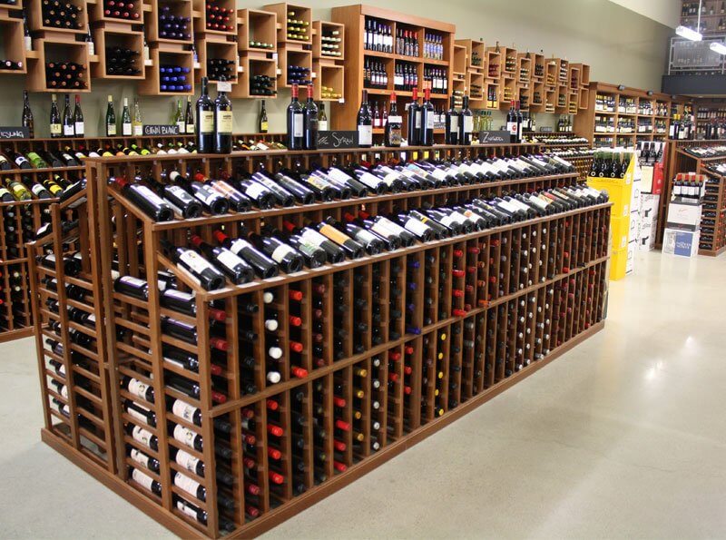 Retail wine racks and retail wine displays