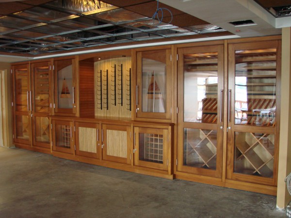 Vigilant's wine cabinets during construction of the Martingale Wharf restaurant