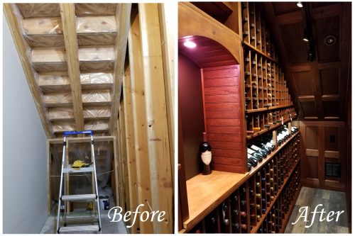 Under stairs wine closet transformation