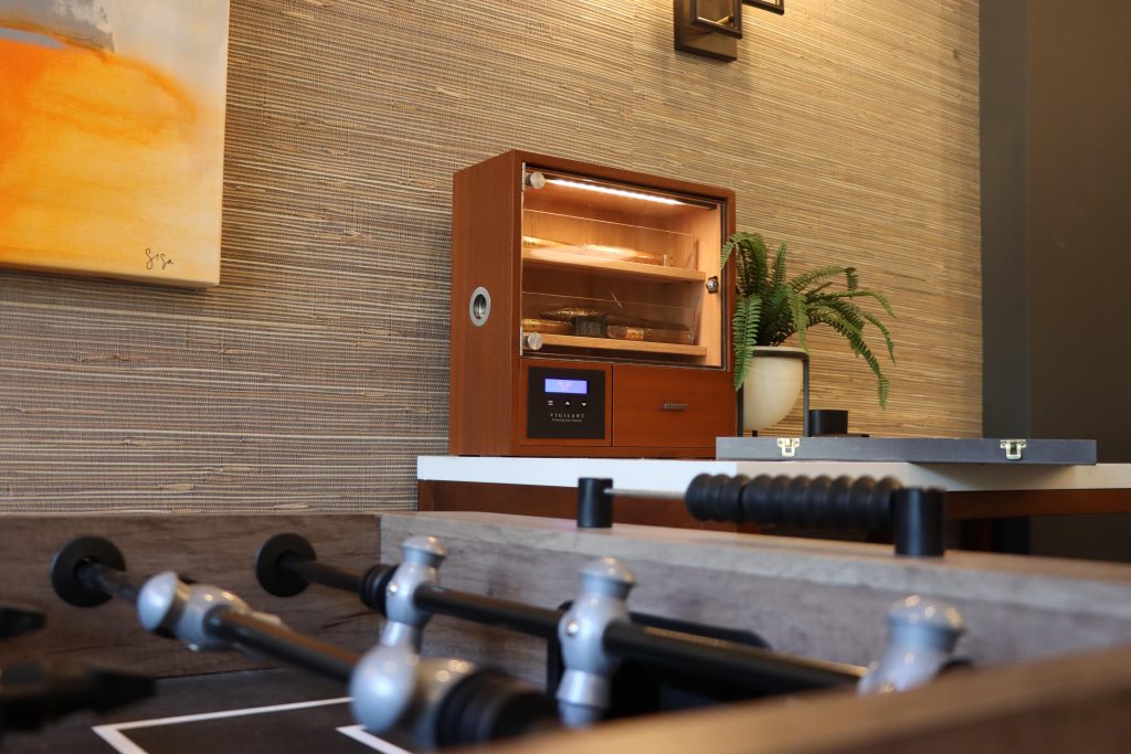 HumiDoor 75 Desktop Humidor in Mahogany Vigilant Inc. 1 in Wine