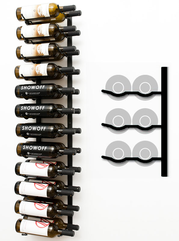 VintageView Bottle Wall Mounted Metal Hanging Wine Rack (1 Deep Platinu - 3