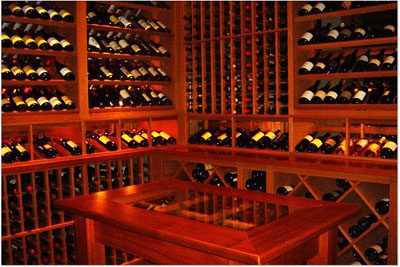 Vigilant Wine Cellar custom racking, displays and Tuscan table manufactured in USA